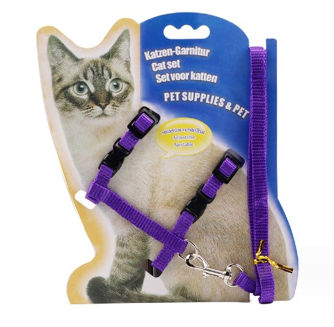 JMT-174474 Multi-Color Nylon Cat Leash with Adjustable Chest Strap
