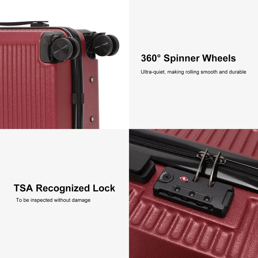 JMT-174858 Classic 3-Piece ABS and PC Hard Shell Trolley Luggage Set for Travelling