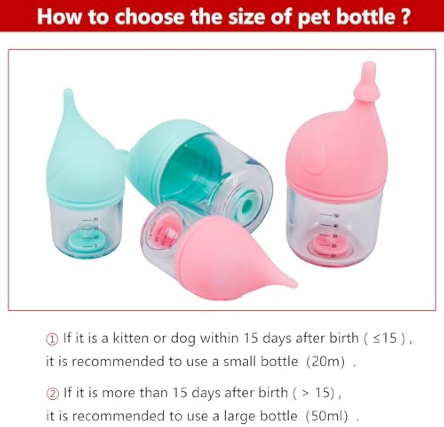 JMT-175114 Soft Silicone Pet Feeding Bottle Kit for Kittens and Puppies with Anti-Choking Valve and Measurement Markings