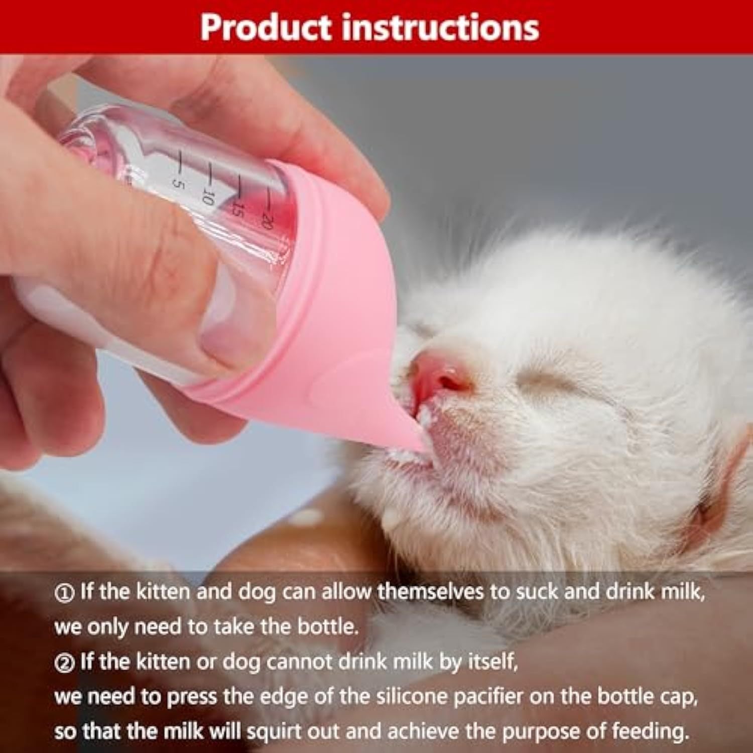 JMT-175114 Soft Silicone Pet Feeding Bottle Kit for Kittens and Puppies with Anti-Choking Valve and Measurement Markings