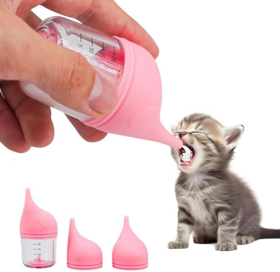 JMT-175114 Soft Silicone Pet Feeding Bottle Kit for Kittens and Puppies with Anti-Choking Valve and Measurement Markings