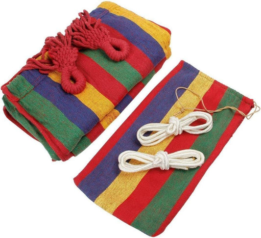 JMT-175178 Outdoor Double Cotton Hammock for Two - Striped Red Design
