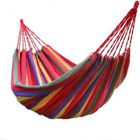 JMT-175178 Outdoor Double Cotton Hammock for Two - Striped Red Design