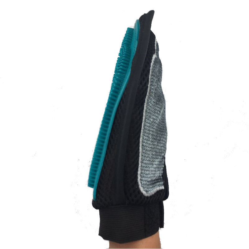 JMT-175370 Two-in-One Double-Sided De-Floating Rubber Pet Bath and Massage Brush with Gloves