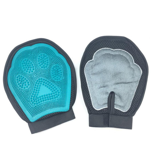 JMT-175370 Two-in-One Double-Sided De-Floating Rubber Pet Bath and Massage Brush with Gloves