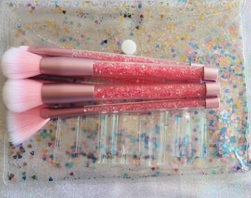 JMT-175562 7-Piece Gradient Makeup Brush Set with Blue Fiber Hair and Pink Crystal Handles
