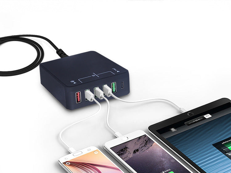 JMT-175626 Black Multi-Port USB Mobile Phone Charger - 8000mA Direct Charging, No Indication Function