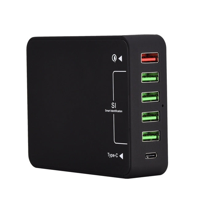 JMT-175626 Black Multi-Port USB Mobile Phone Charger - 8000mA Direct Charging, No Indication Function