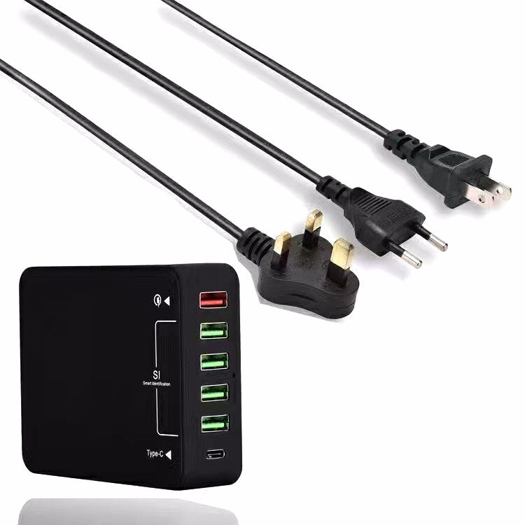 JMT-175626 Black Multi-Port USB Mobile Phone Charger - 8000mA Direct Charging, No Indication Function