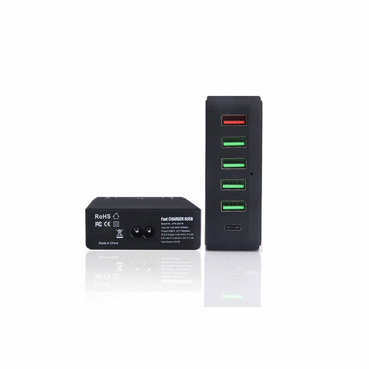 JMT-175626 Black Multi-Port USB Mobile Phone Charger - 8000mA Direct Charging, No Indication Function