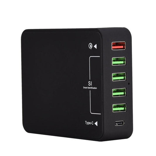 JMT-175626 Black Multi-Port USB Mobile Phone Charger - 8000mA Direct Charging, No Indication Function