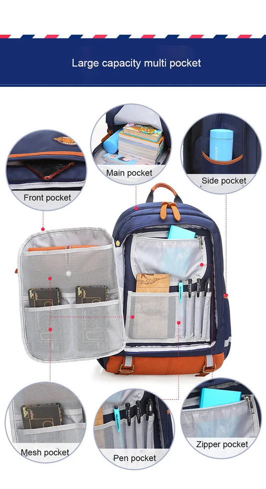 JMT-175690 Waterproof Kids School Backpack for Boys - Durable and Functional Childrens Rucksack