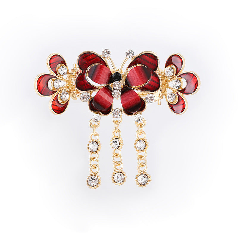 JMT-175818 Butterfly Shape Vintage Alloy Hair Clip with Artificial Crystal