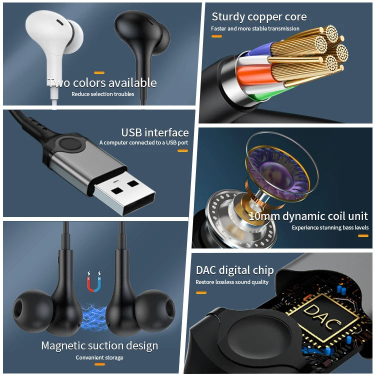 JMT-175946 Noise Cancelling Wired Headset with Microphone for Gaming and PC - Hi-Fi Sound Quality Earbuds