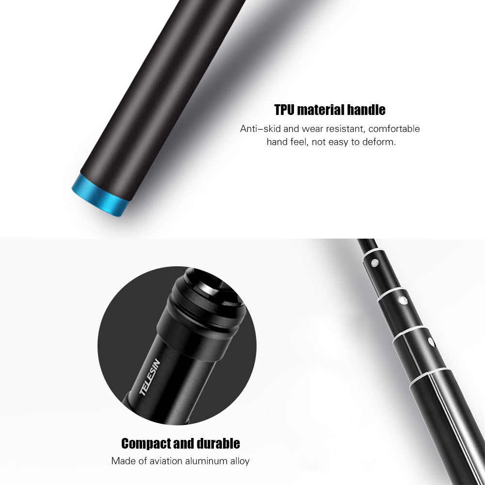 JMT-176138 Aluminum Alloy Tripod Selfie Stick with GoPro Mount and Mobile Phone Holder