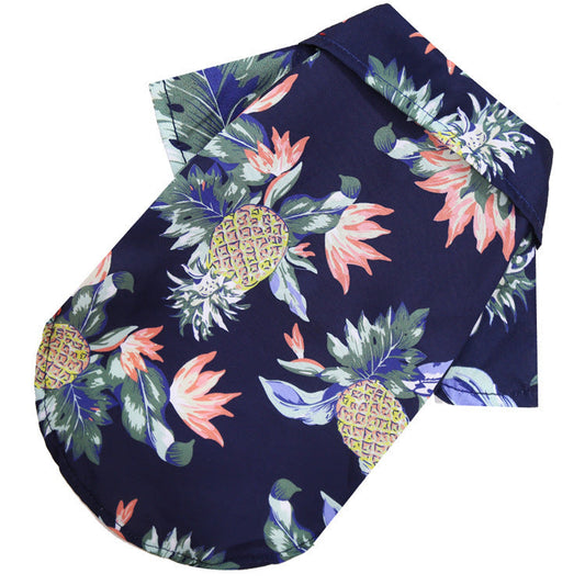 JMT-176202 Pineapple Print Beach Shirt for Small and Medium Dogs and Cats - Spring and Summer Apparel