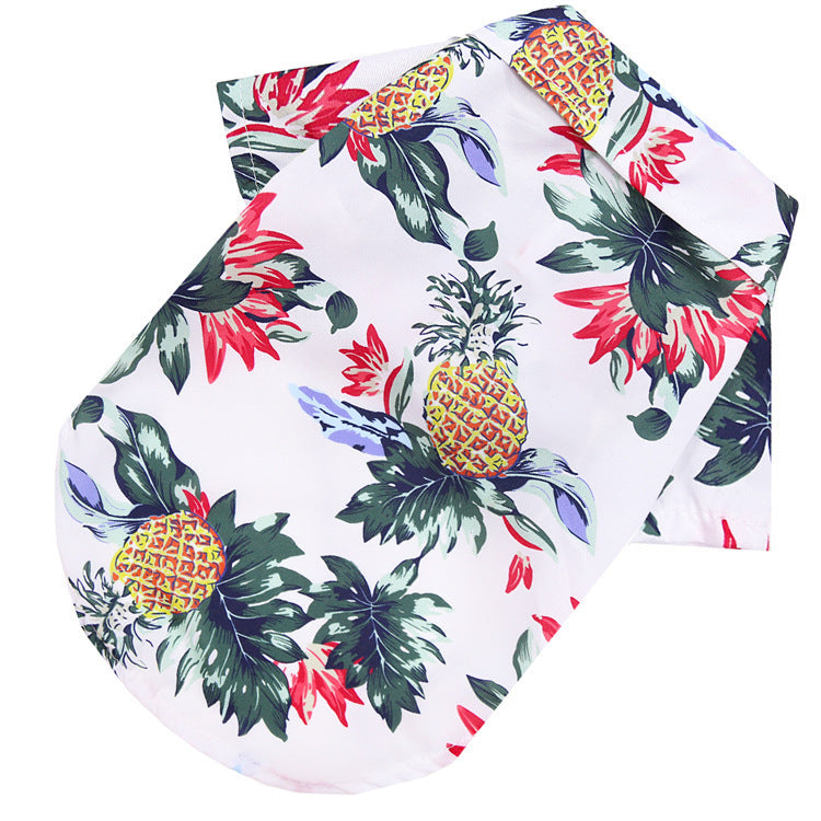 JMT-176202 Pineapple Print Beach Shirt for Small and Medium Dogs and Cats - Spring and Summer Apparel