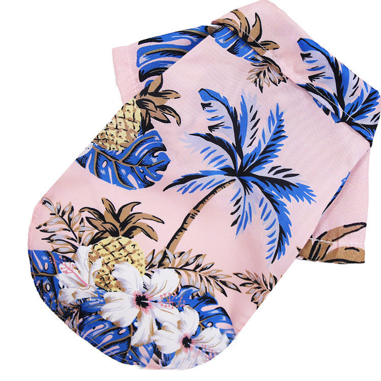 JMT-176202 Pineapple Print Beach Shirt for Small and Medium Dogs and Cats - Spring and Summer Apparel