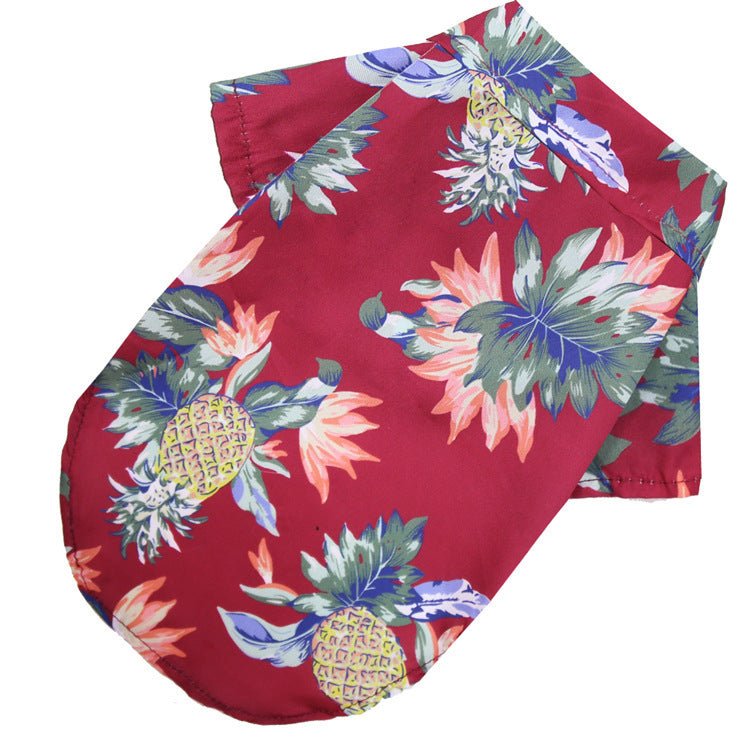 JMT-176202 Pineapple Print Beach Shirt for Small and Medium Dogs and Cats - Spring and Summer Apparel