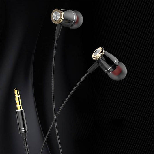JMT-176266 Heavy Bass Wired In-Ear Headphones with Microphone and Silicone Earplugs