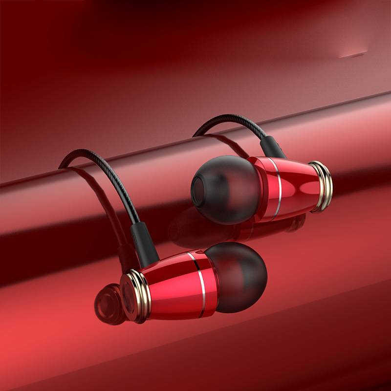 JMT-176266 Heavy Bass Wired In-Ear Headphones with Microphone and Silicone Earplugs