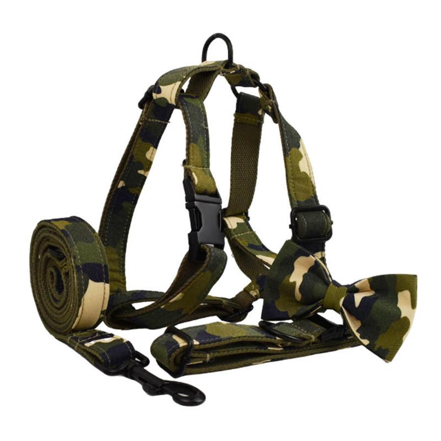 JMT-176778 Camouflage Dog Collar and Leash Set with Bow and Vest Accessories