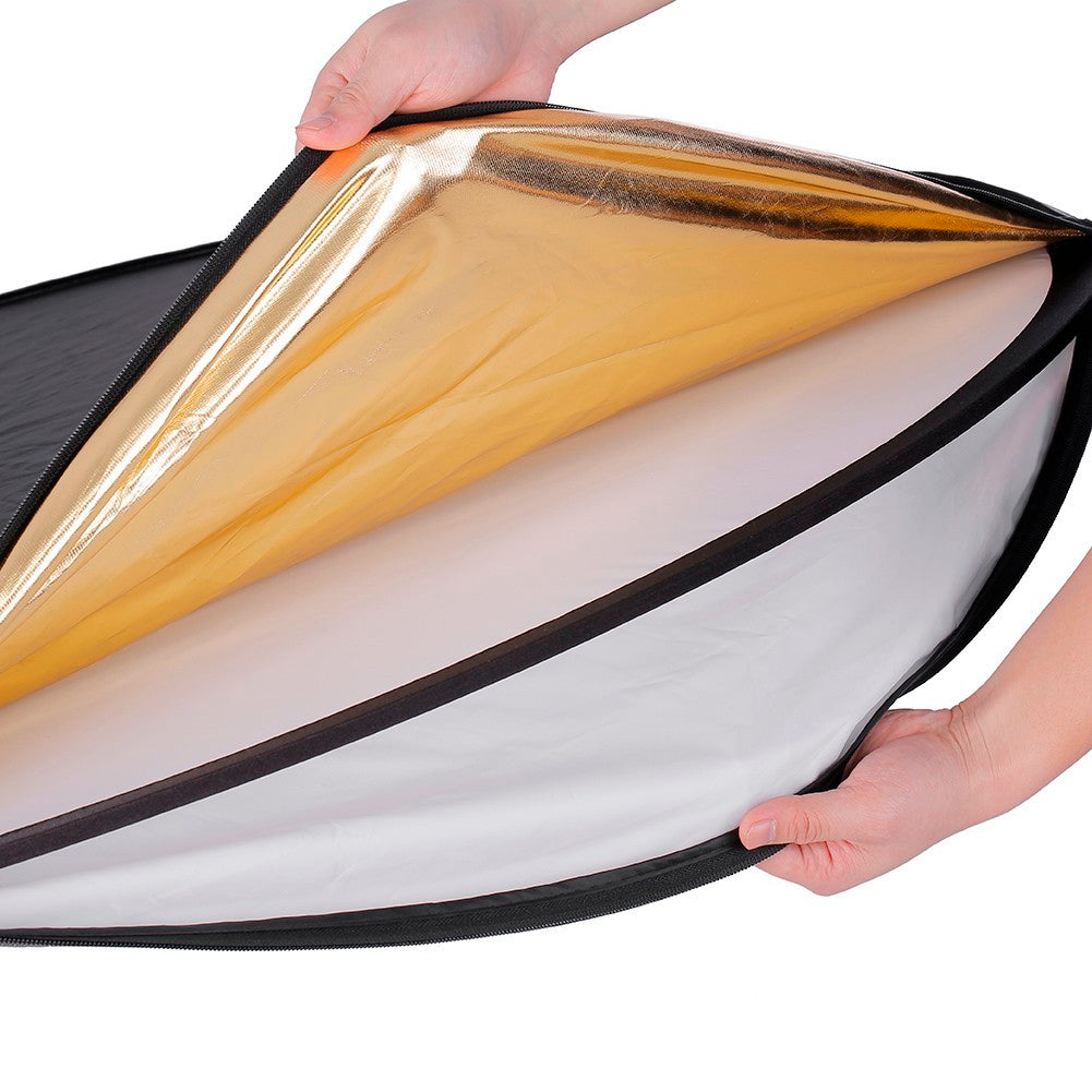 JMT-176970 5-in-1 Folding Reflector with Gold, Silver, White, Black, and Soft Light for Photography
