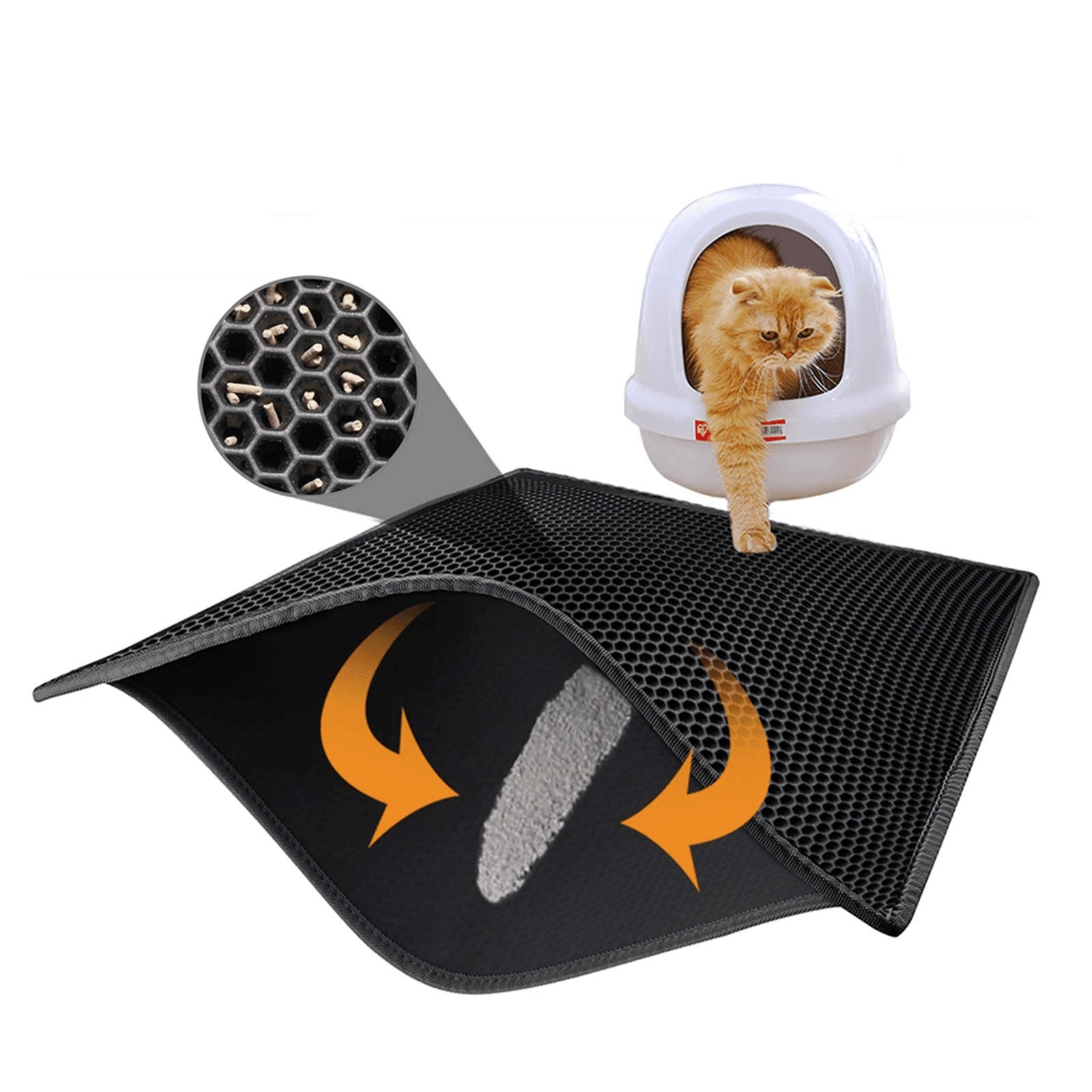 JMT-177418 Waterproof Double Layer Honeycomb Cat Litter Mat with Non-Slip Design and Easy Cleaning Capability