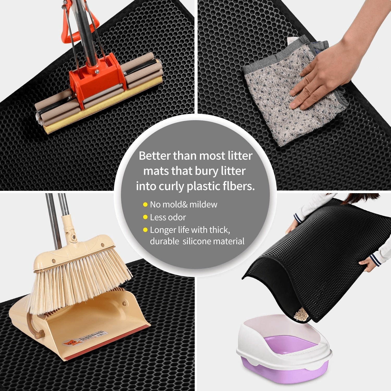 JMT-177418 Waterproof Double Layer Honeycomb Cat Litter Mat with Non-Slip Design and Easy Cleaning Capability