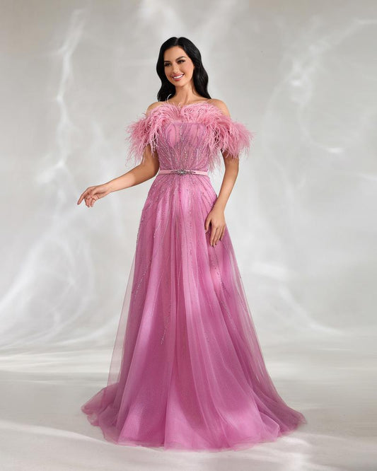 JMT-177674 Elegant Pink Evening Gown for Women - SH0136 Design