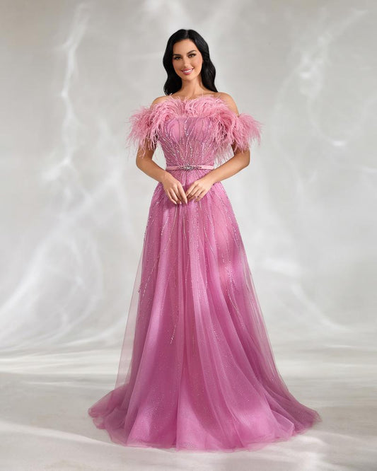 JMT-177674 Elegant Pink Evening Gown for Women - SH0136 Design