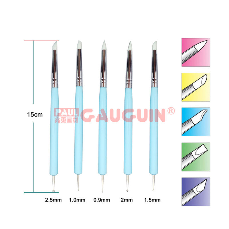 JMT-177738 Dual-Ended Nail Art Sculpture Tools Set with Silicone Tips - 5-Pack for Detail Work and Versatile Crafting
