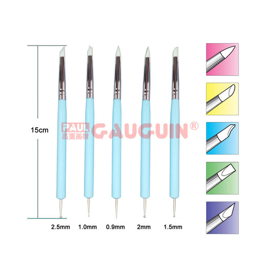 JMT-177738 Dual-Ended Nail Art Sculpture Tools Set with Silicone Tips - 5-Pack for Detail Work and Versatile Crafting