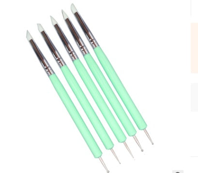 JMT-177738 Dual-Ended Nail Art Sculpture Tools Set with Silicone Tips - 5-Pack for Detail Work and Versatile Crafting