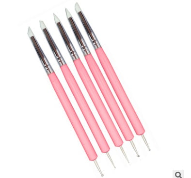 JMT-177738 Dual-Ended Nail Art Sculpture Tools Set with Silicone Tips - 5-Pack for Detail Work and Versatile Crafting