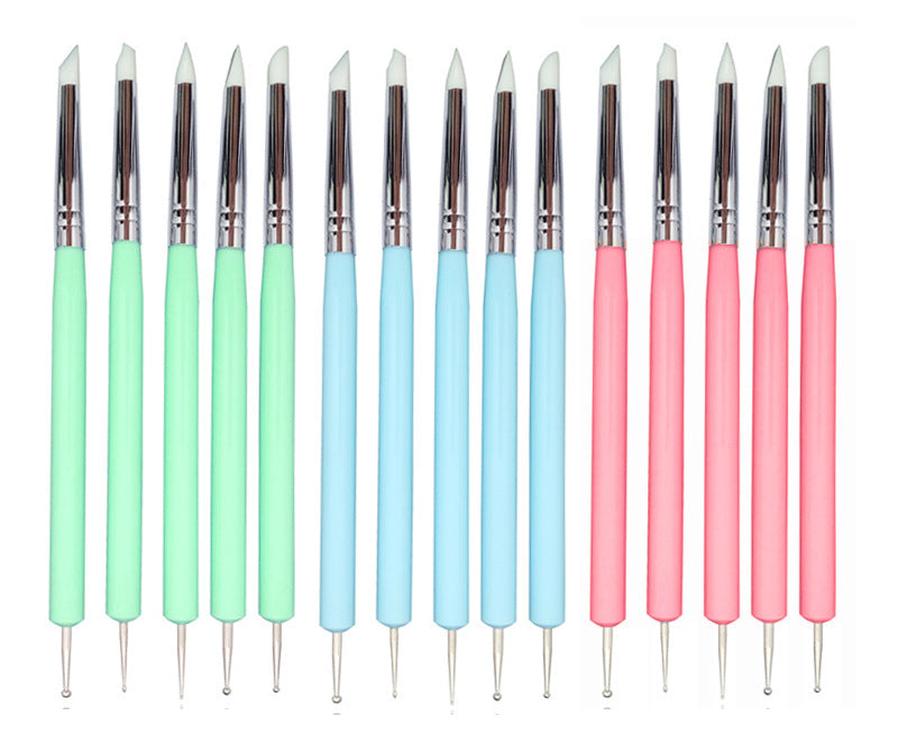 JMT-177738 Dual-Ended Nail Art Sculpture Tools Set with Silicone Tips - 5-Pack for Detail Work and Versatile Crafting