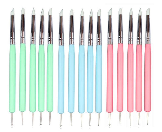 JMT-177738 Dual-Ended Nail Art Sculpture Tools Set with Silicone Tips - 5-Pack for Detail Work and Versatile Crafting