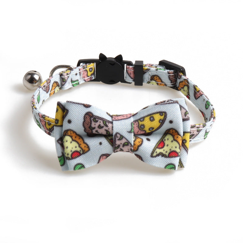 JMT-178250 Cloth Dog Collar with Bow Tie Design in Fun Food Patterns