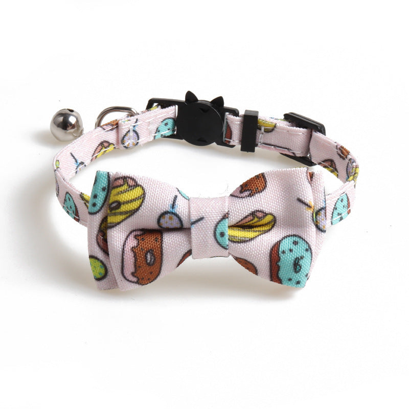 JMT-178250 Cloth Dog Collar with Bow Tie Design in Fun Food Patterns