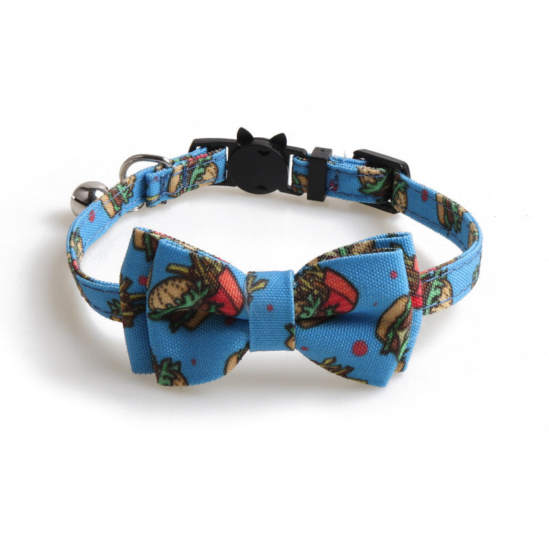 JMT-178250 Cloth Dog Collar with Bow Tie Design in Fun Food Patterns