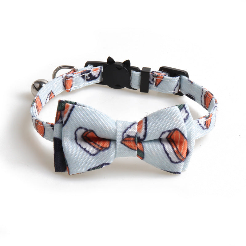 JMT-178250 Cloth Dog Collar with Bow Tie Design in Fun Food Patterns