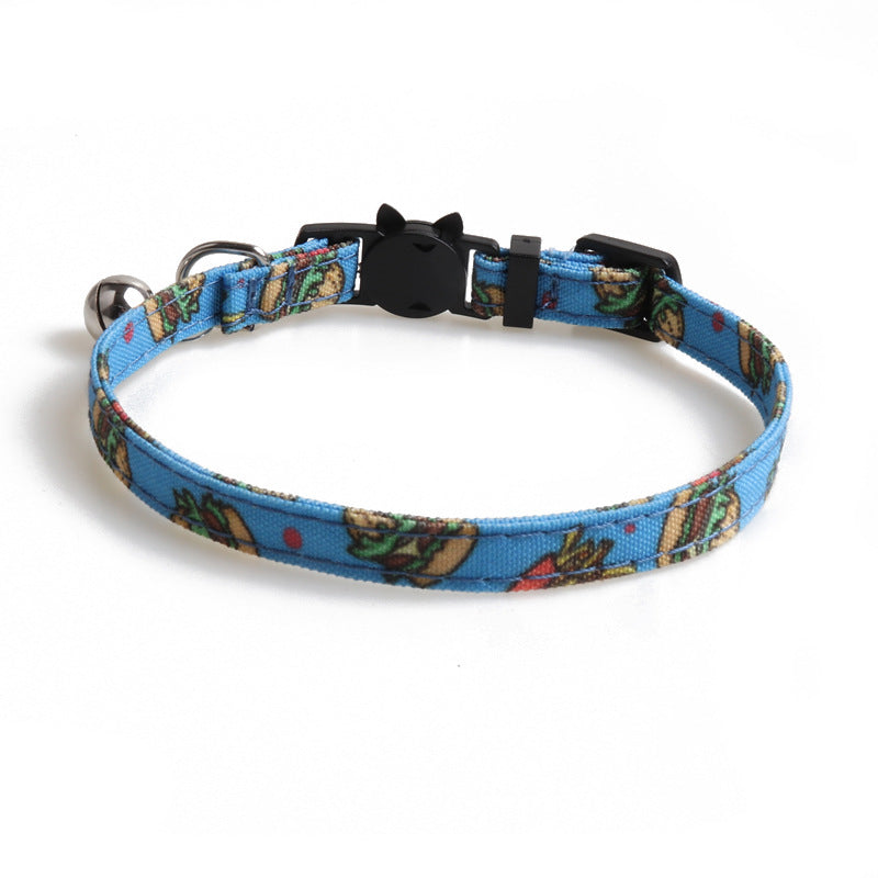 JMT-178250 Cloth Dog Collar with Bow Tie Design in Fun Food Patterns