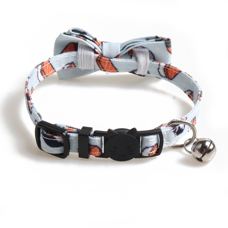 JMT-178250 Cloth Dog Collar with Bow Tie Design in Fun Food Patterns