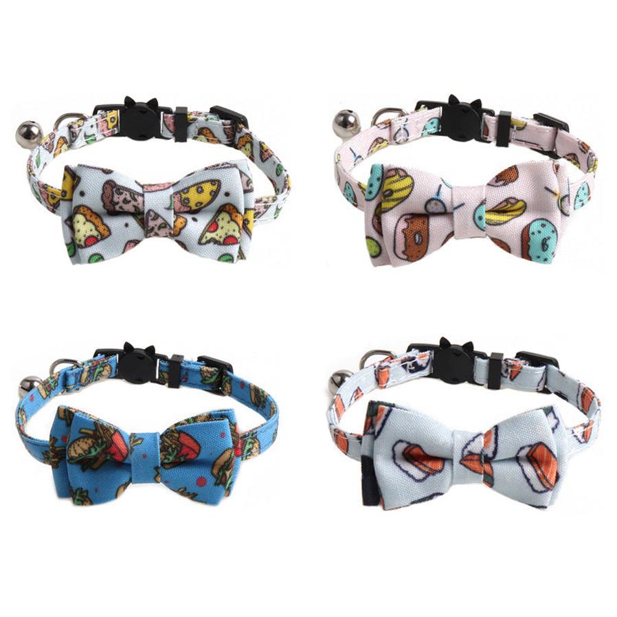 JMT-178250 Cloth Dog Collar with Bow Tie Design in Fun Food Patterns