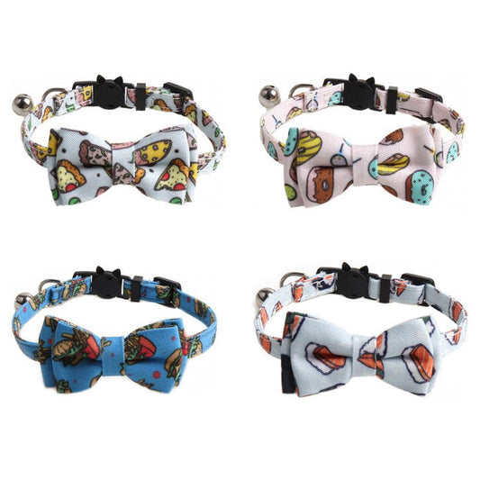 JMT-178250 Cloth Dog Collar with Bow Tie Design in Fun Food Patterns
