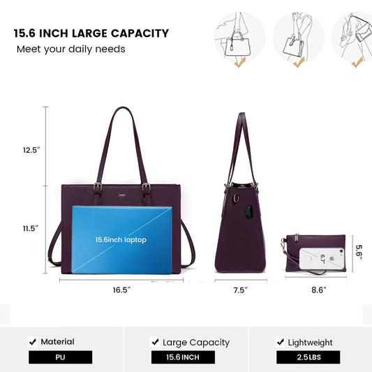 JMT-178570 Custom Fashion Computer Tote Bag for 15.6 Inch Laptops, Large Capacity Business Shoulder Handbag for Women