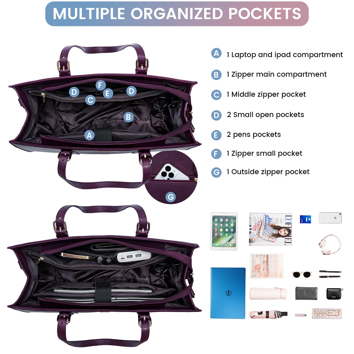 JMT-178570 Custom Fashion Computer Tote Bag for 15.6 Inch Laptops, Large Capacity Business Shoulder Handbag for Women