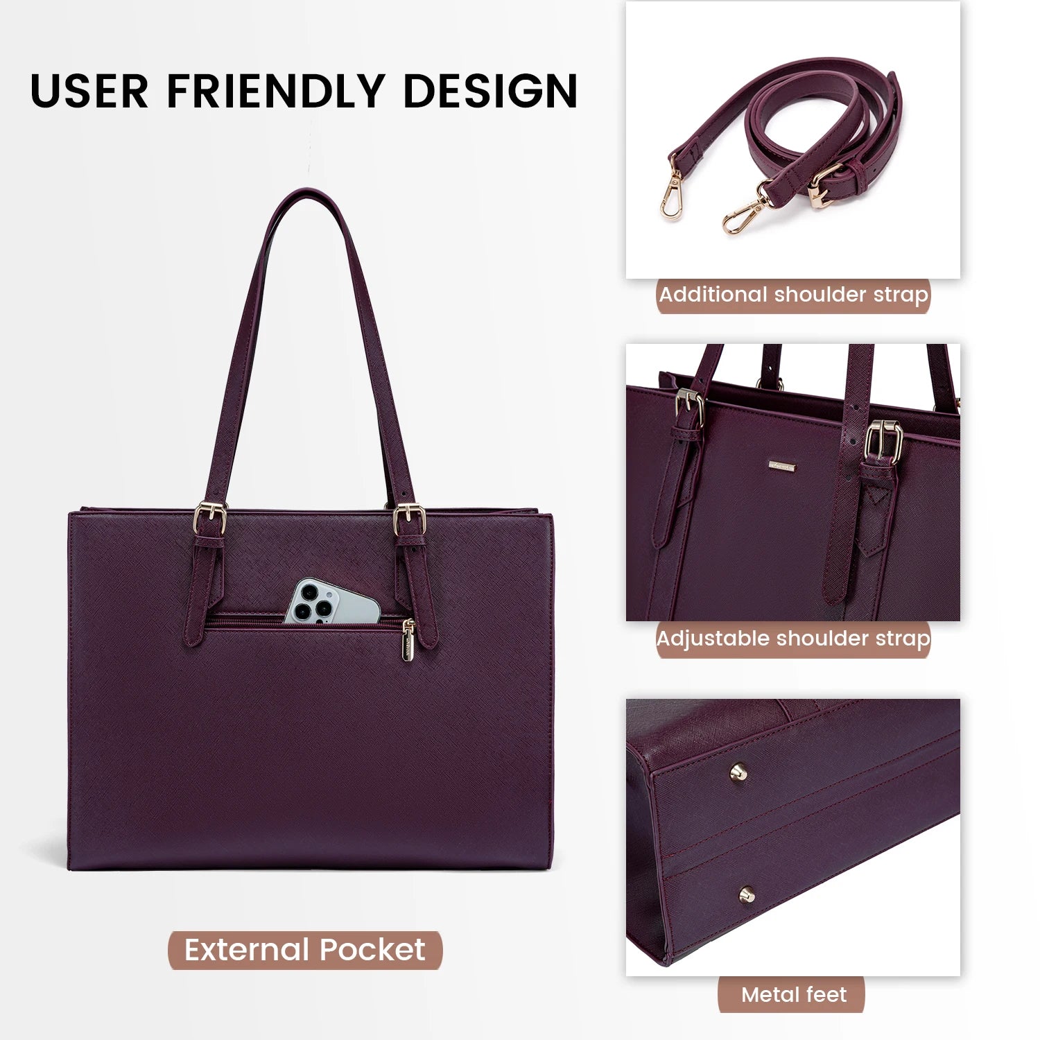 JMT-178570 Custom Fashion Computer Tote Bag for 15.6 Inch Laptops, Large Capacity Business Shoulder Handbag for Women