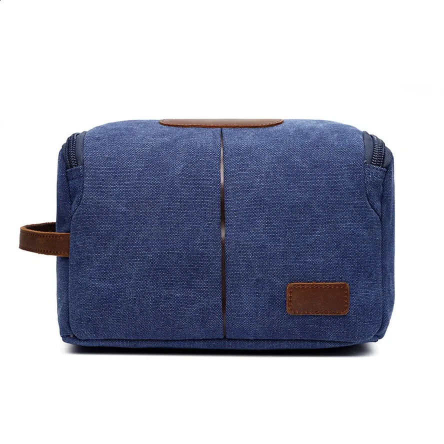 JMT-178634 Large Capacity Portable Makeup Bag - Multi-functional Travel Storage Bag in Durable Waxed Canvas and Leather