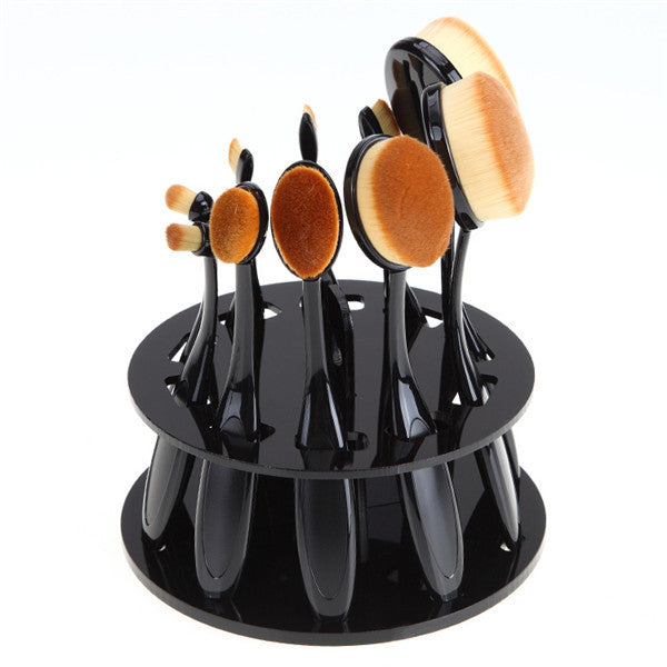 JMT-179018 Round Black Makeup Brush Holder with 10 Holes for Easy Storage